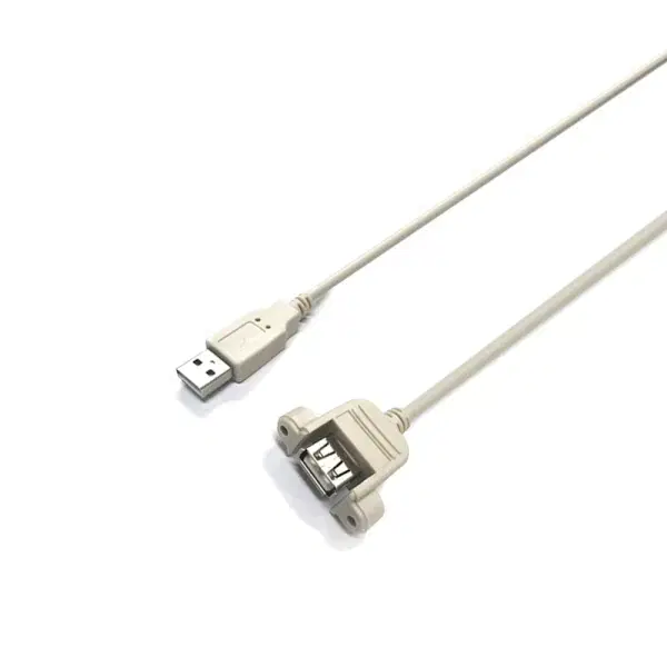 USB-A 2.0 M/F 연장케이블 판넬형 락킹 나사형식 0.5M