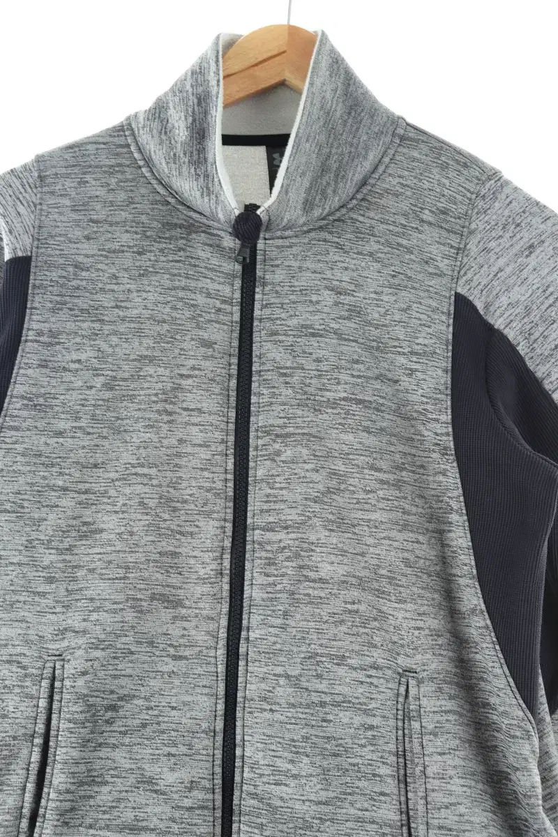 (L) Under Armour Zip-Up Jersey Track Top Grey Brushed Old School - F659