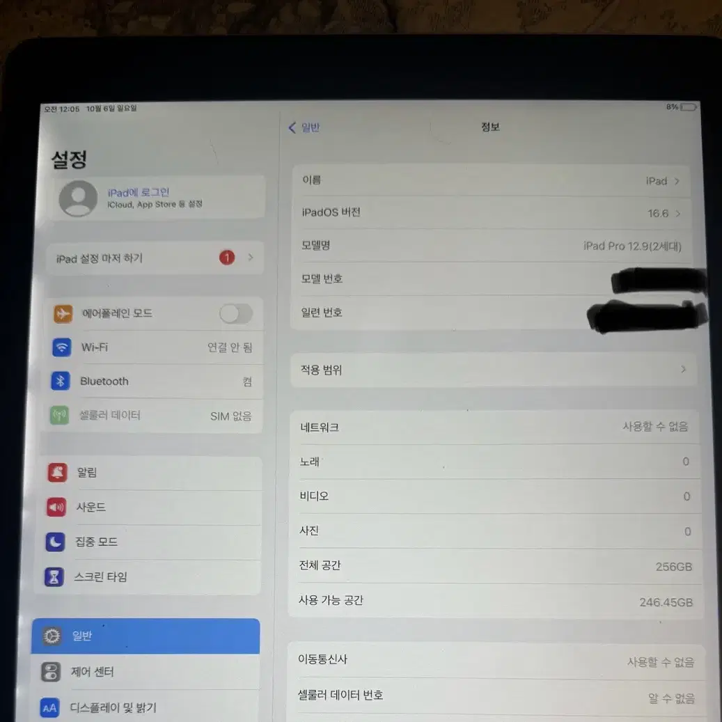 아이패드 프로 2세대 12.9인치 256gb 셀룰러