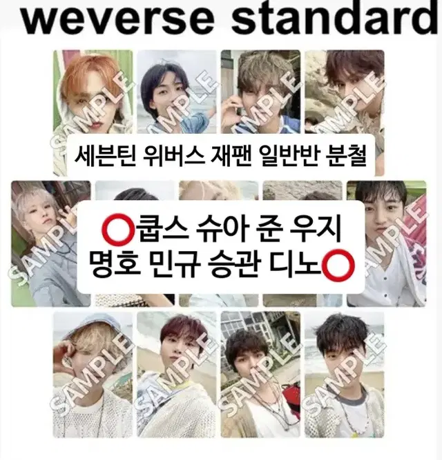 세븐틴 위버스재팬 일반반 분철 쿱스슈아준우지명호민규승관디노디에잇