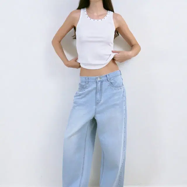 폴리수엠 summer studded washed jeans