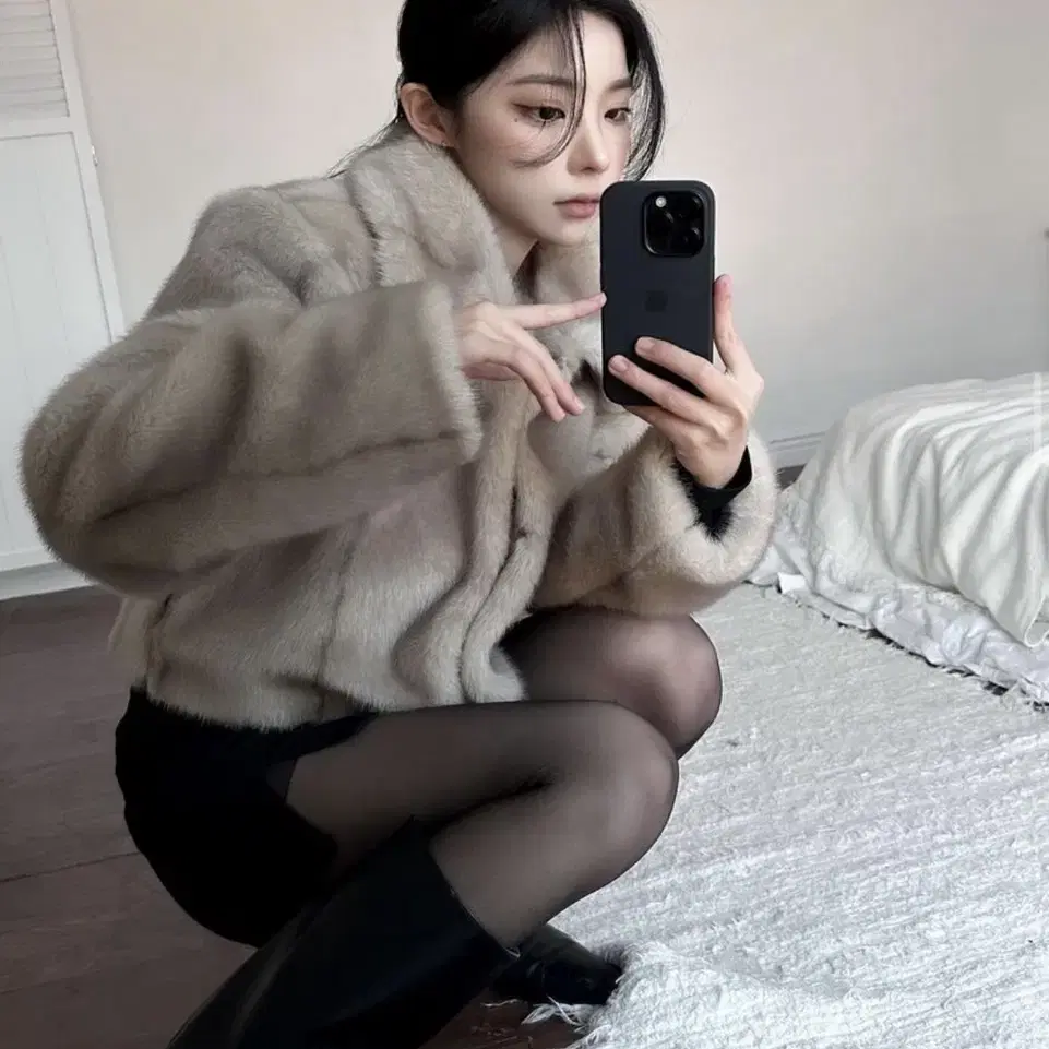 이은 Collar minkfur jacket 베이지