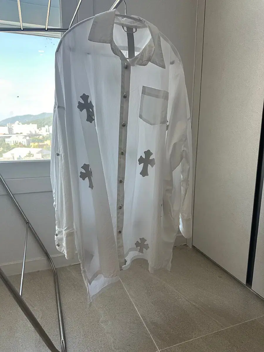 Chrome Hearts Cross Leather Patch Oversized Shirt