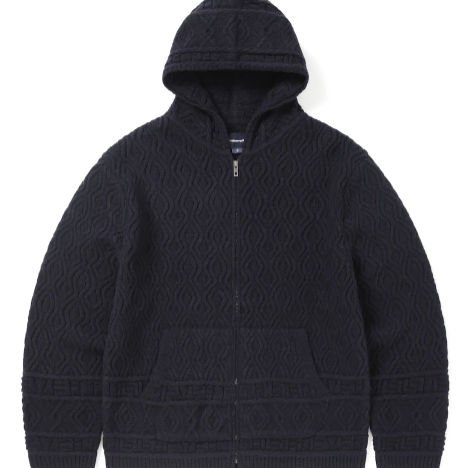 [L]디스이즈네버댓 Cable Knit Zip Hoodie Navy