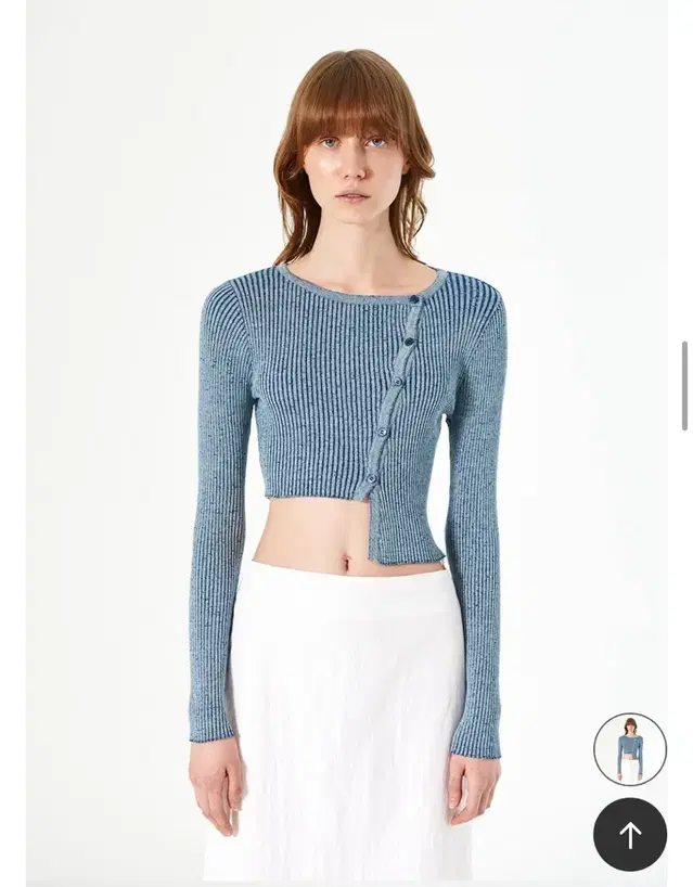 다이애그널 slim button knit cardigan (blue)