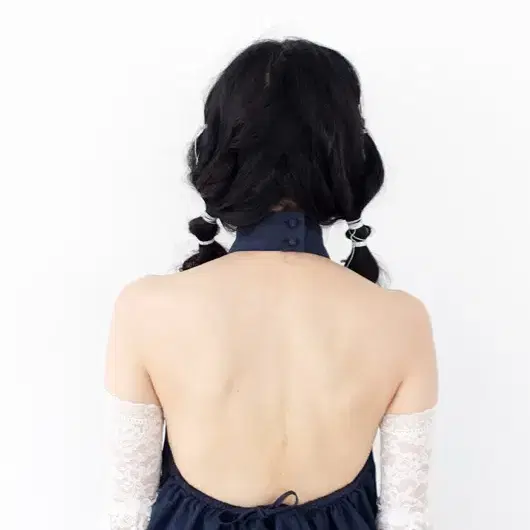 샵페어리 halter neck frill top (navy)