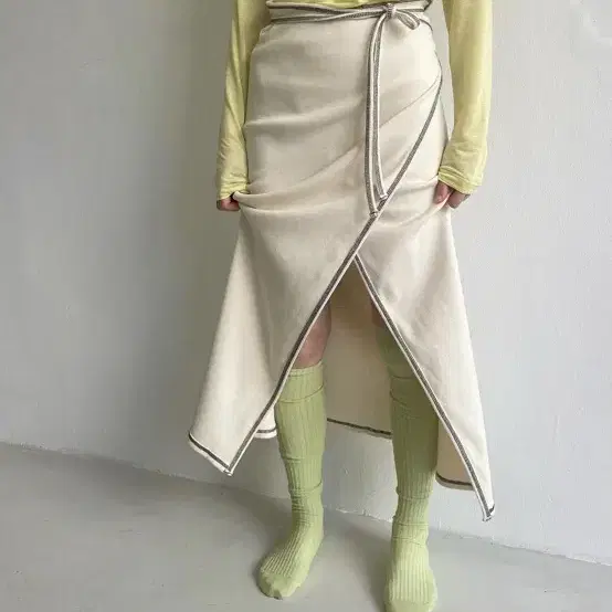 베이스레인지 Garble Wrap Skirt undyed