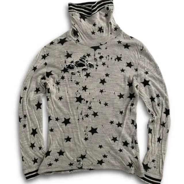 distressed star pattern turtleneck