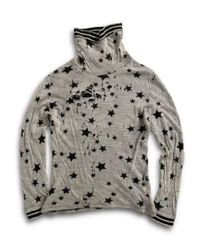 distressed star pattern turtleneck