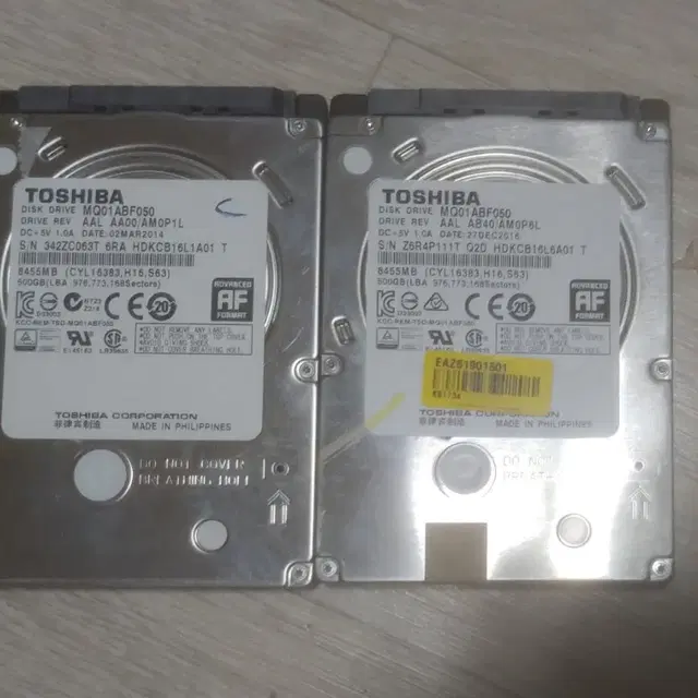 노트북 hdd 500g 2개 일괄 택포