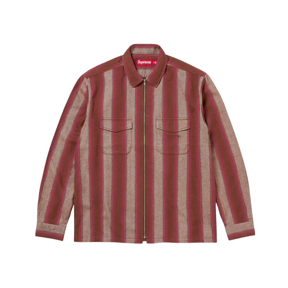 Genuine M Supreme Striped Flannel Zip-up Shirt Brown 23FW Supreme Jacket M