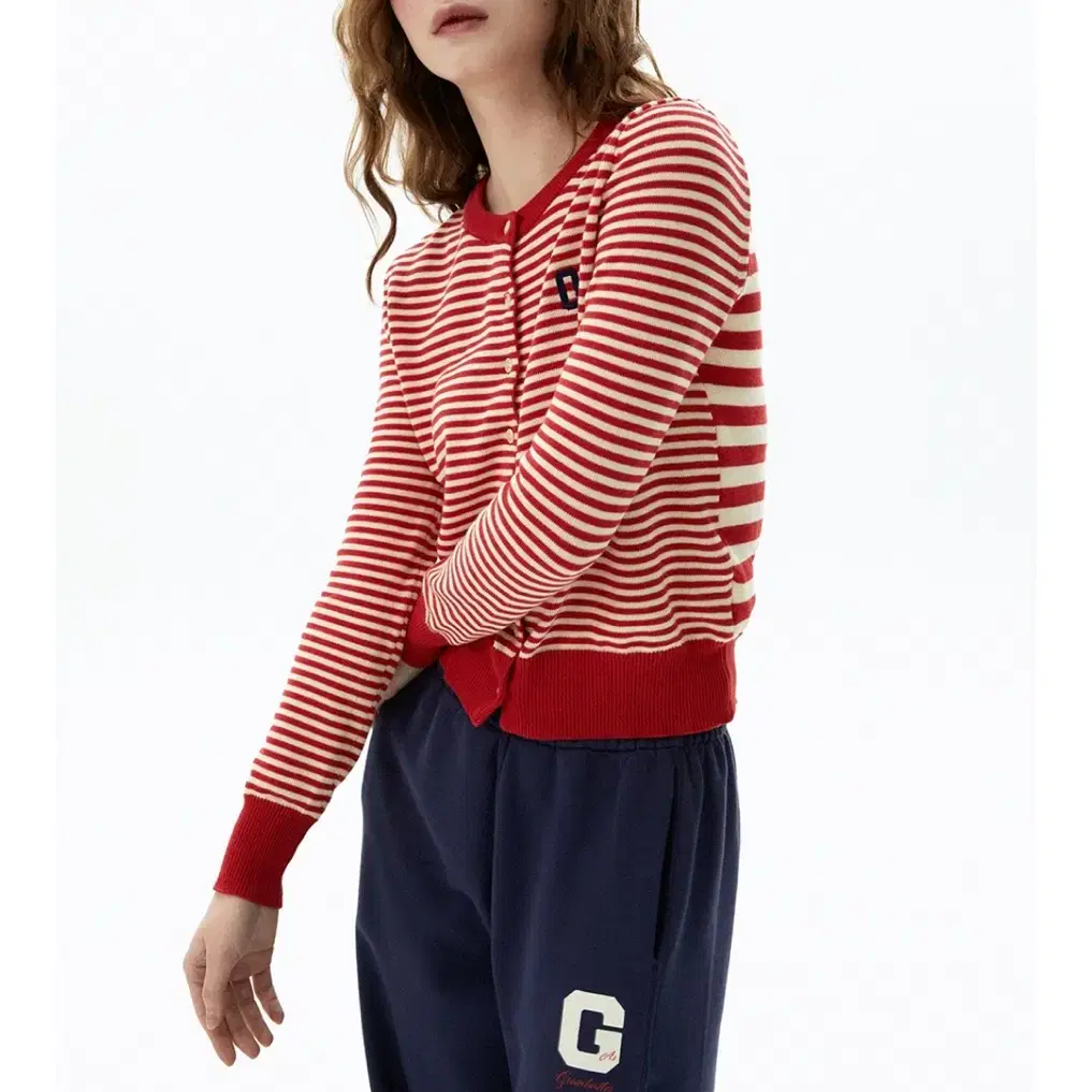 그린버터 washable stripe cotton cardigan