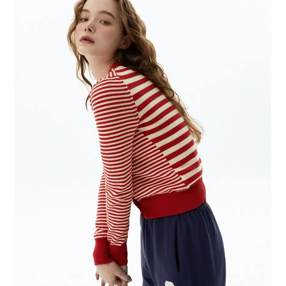 그린버터 washable stripe cotton cardigan