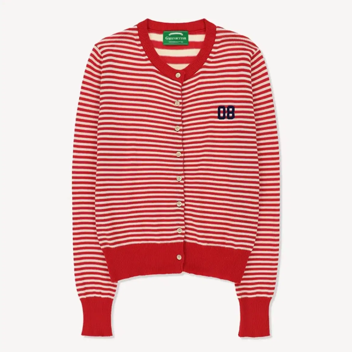 그린버터 washable stripe cotton cardigan