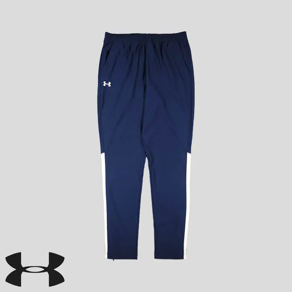 Under Armour Navy White Logo Printing Lining Fitted Color-blocked Side Zipper Banding