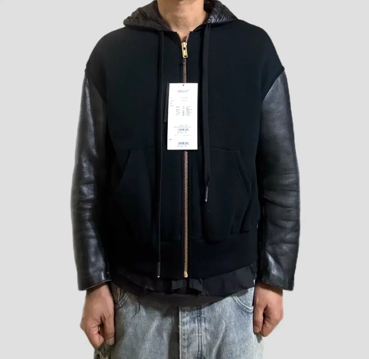 [NEW] Undercover 23 FW Sheepskin Leather Sleeves Nylon Hooded Zipped Up