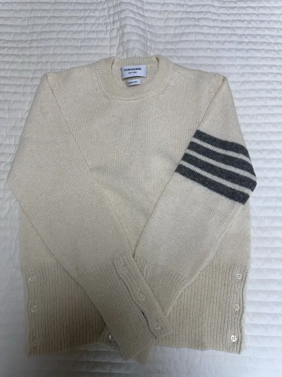 [1] Thom Browne Jersey Stitched Shetland Wool Knit Ivory