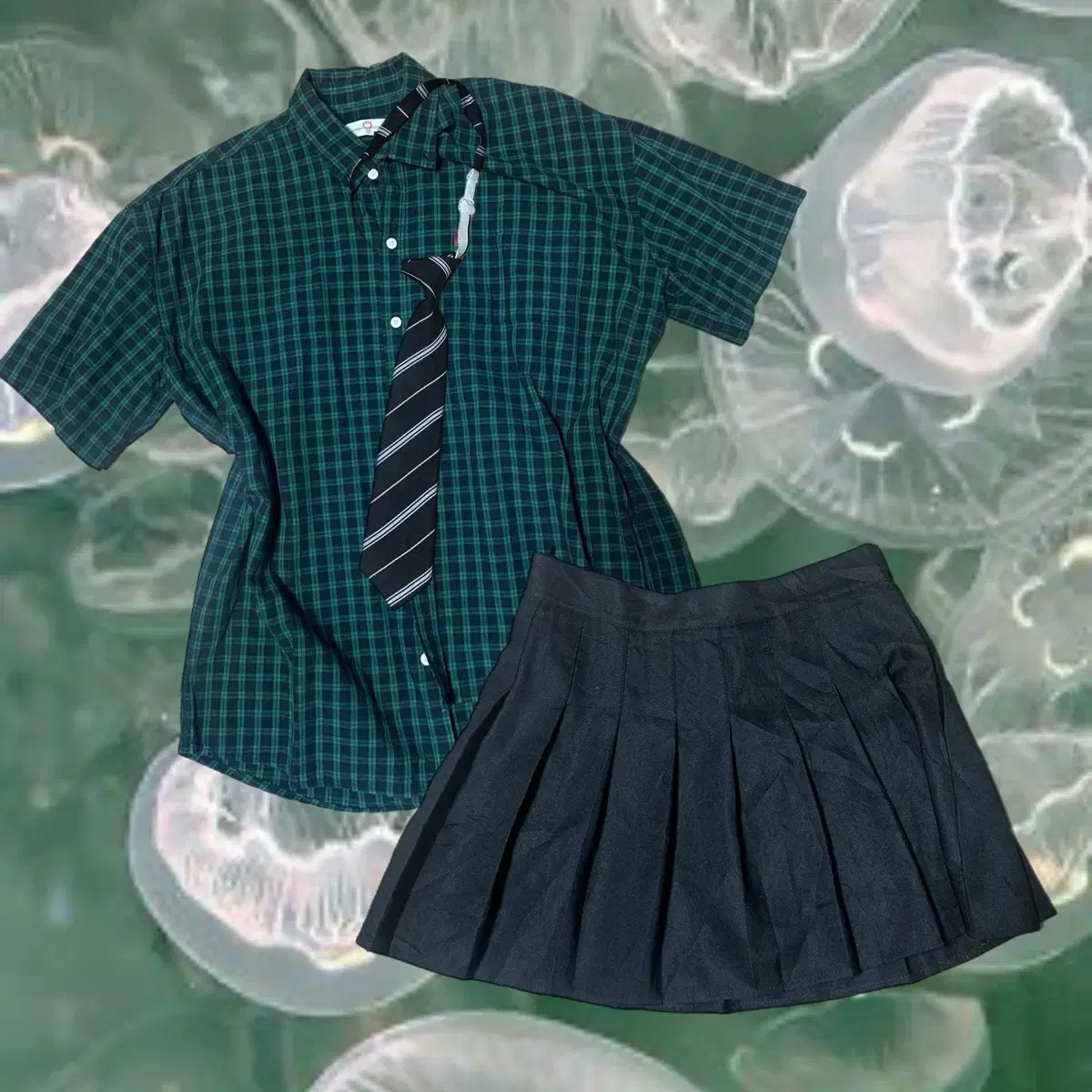 green check preppy set