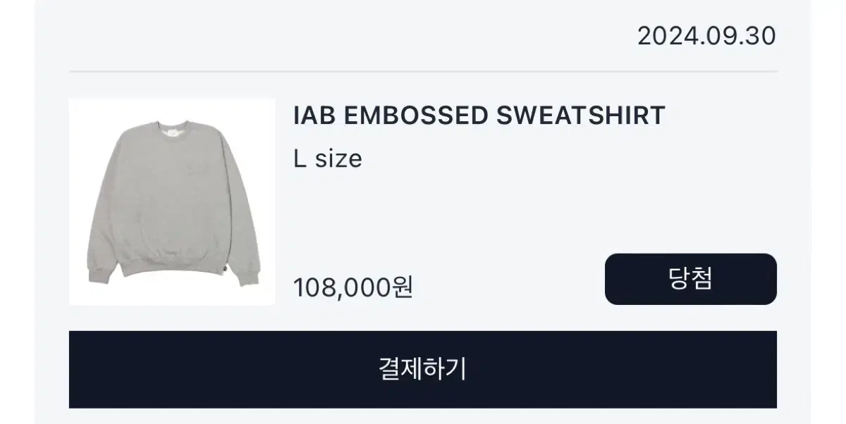 iab embossed sweatshirt 아이앱 엠보시드 스웻셔츠 L