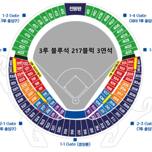 LG KT 준PO 5차전 3루 블루석 217블럭 3연석