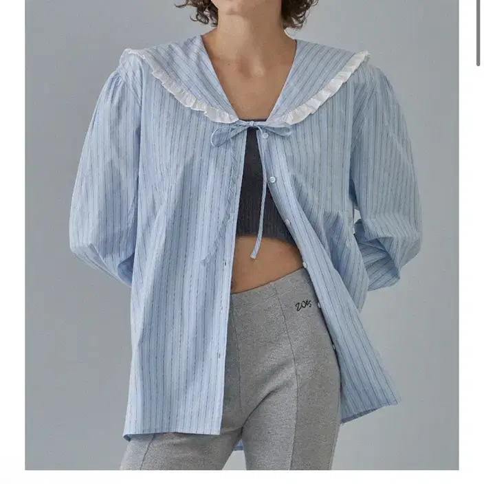 위드아웃썸머 Zoo sailor blouse_stripe