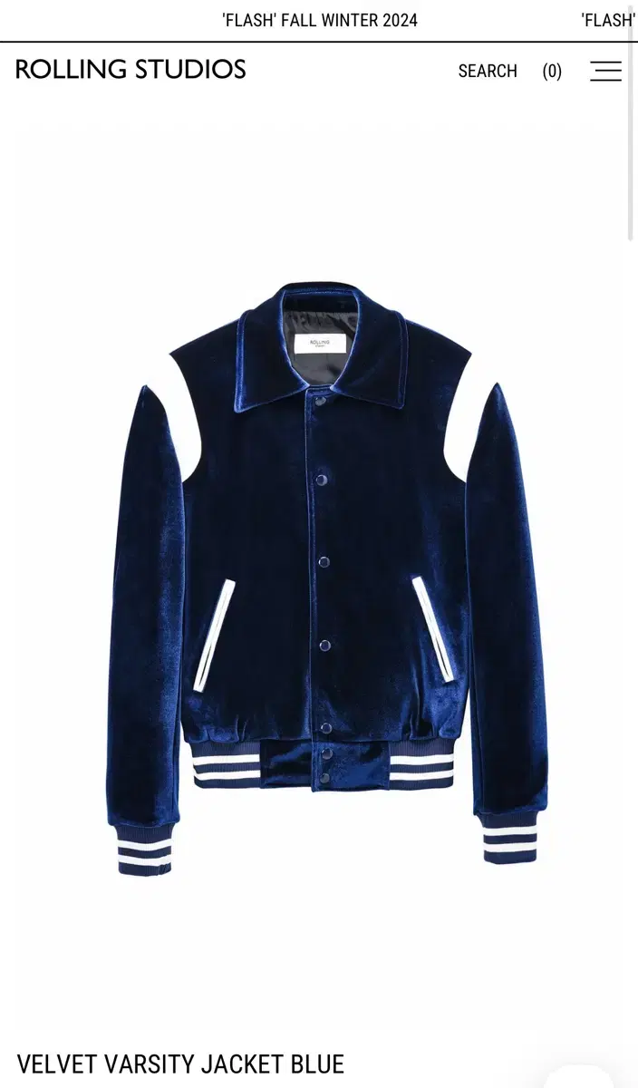 Rolling Studio Velvet Varsity Jacket - Navy S