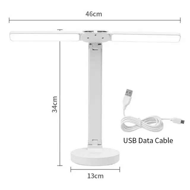 LED 더블헤드 책상 스탠드 무선 조명 충전식 접이식 눈보호 터치조절