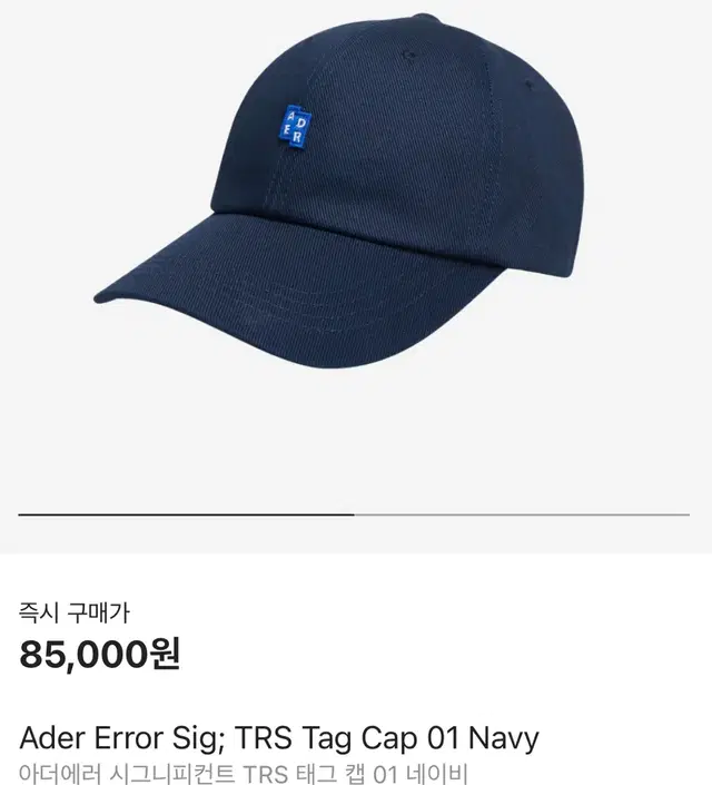 (택 달린 새 상품)아더에러 시그니피컨트 TRS 태그 캡 01 네이비 M