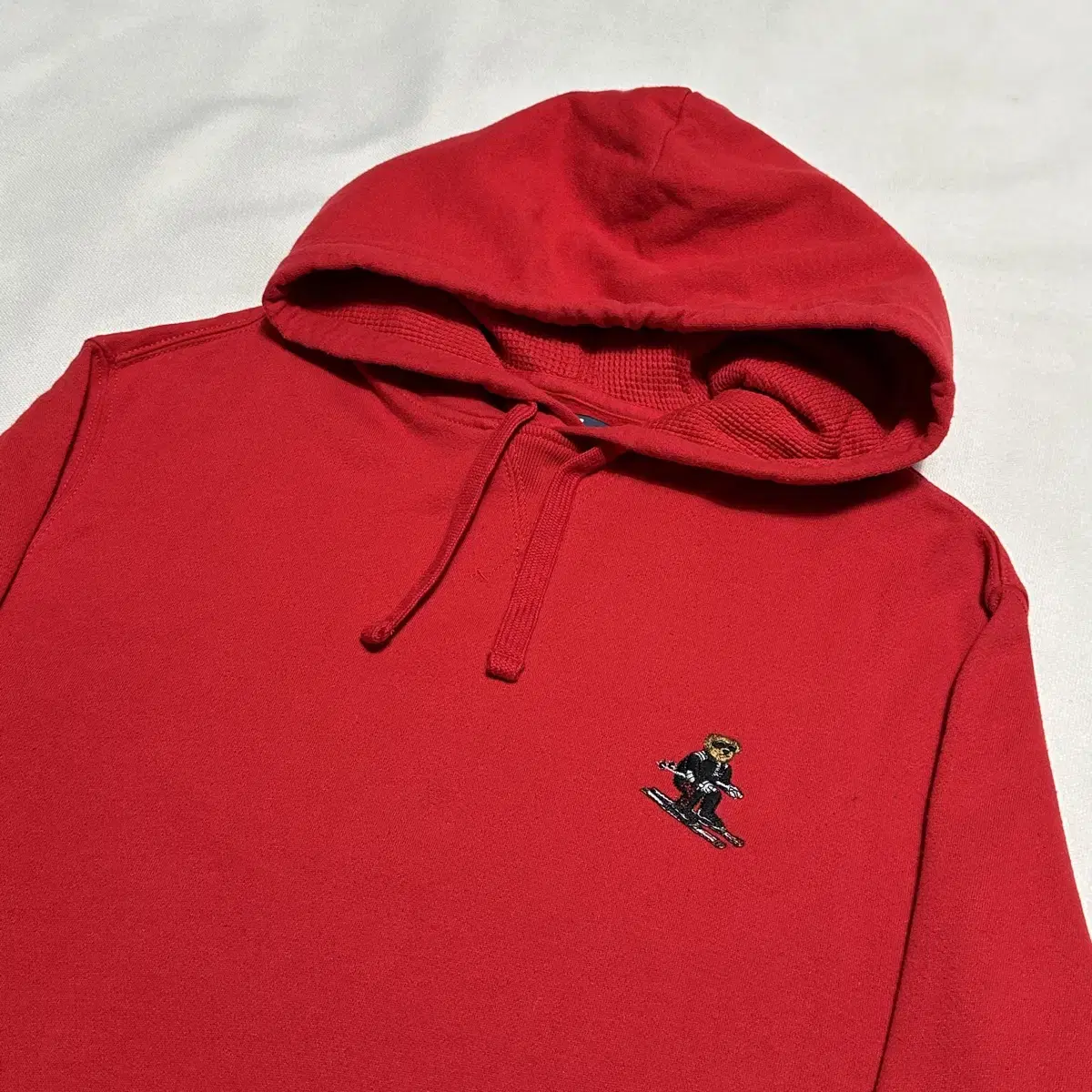 M Polo Ralph Lauren Ski Polo Bear Embroidered Red Hoodie