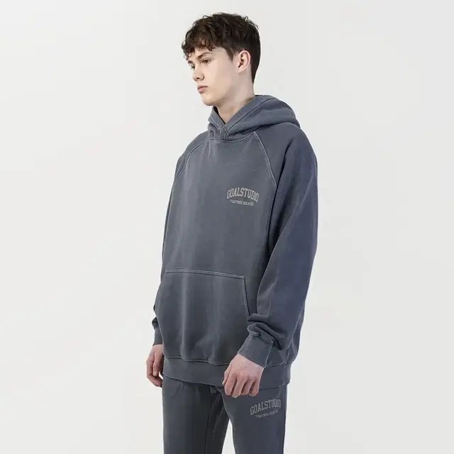 골스튜디오 LETTERING PIGMENT DYED HOODIE-GREY