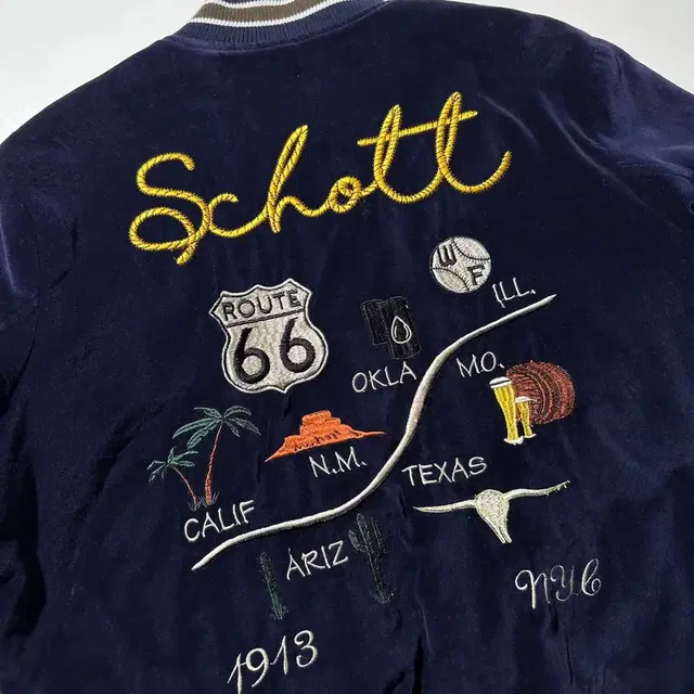 [L-XL] Schott 쇼트 66번 국도 수베니어 벨벳 자켓