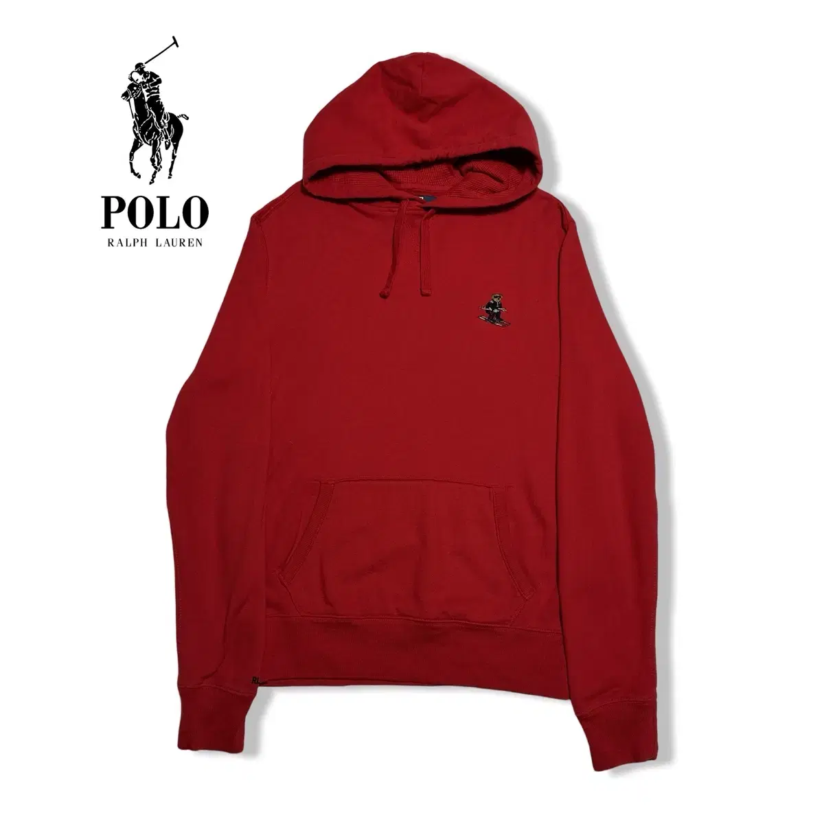 M Polo Ralph Lauren Ski Polo Bear Embroidered Red Hoodie