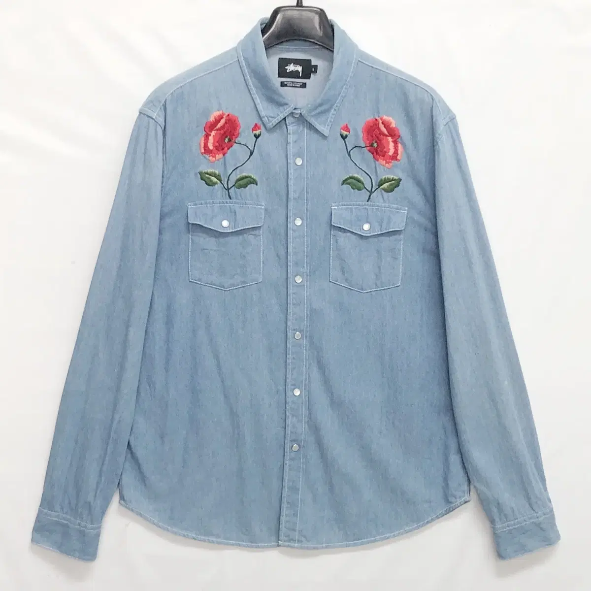 Stussy Floral Embroidered Shirt/Men'sL/seven-eight piece