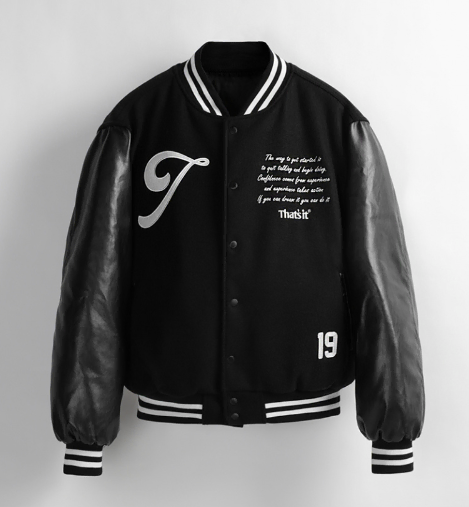 [XL] Dotsit Varsity Jacket Black