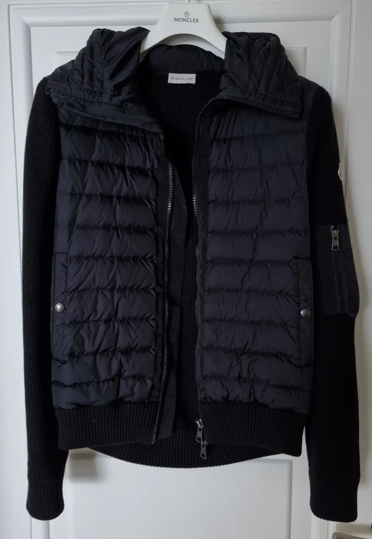 Moncler Tricot Hooded Knit Padded Black Size L