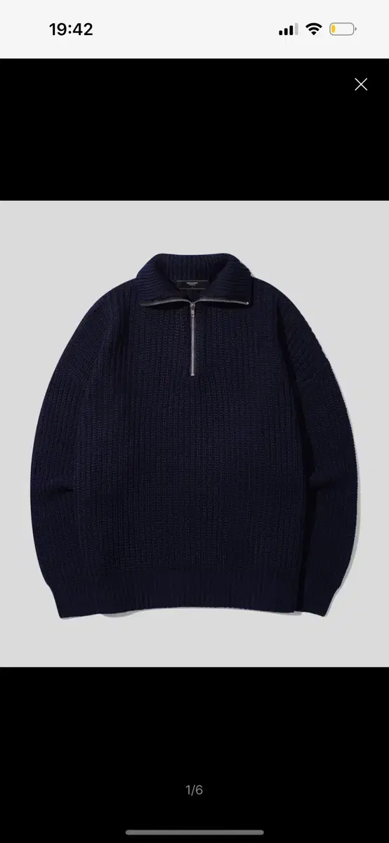 Washable Half Zip Up Karaneck Hacci Knit in Navy