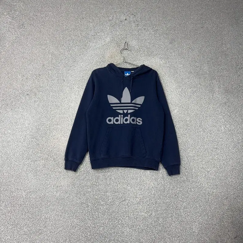 Adidas Trefoil Big Logo Print Navy Hoodie M