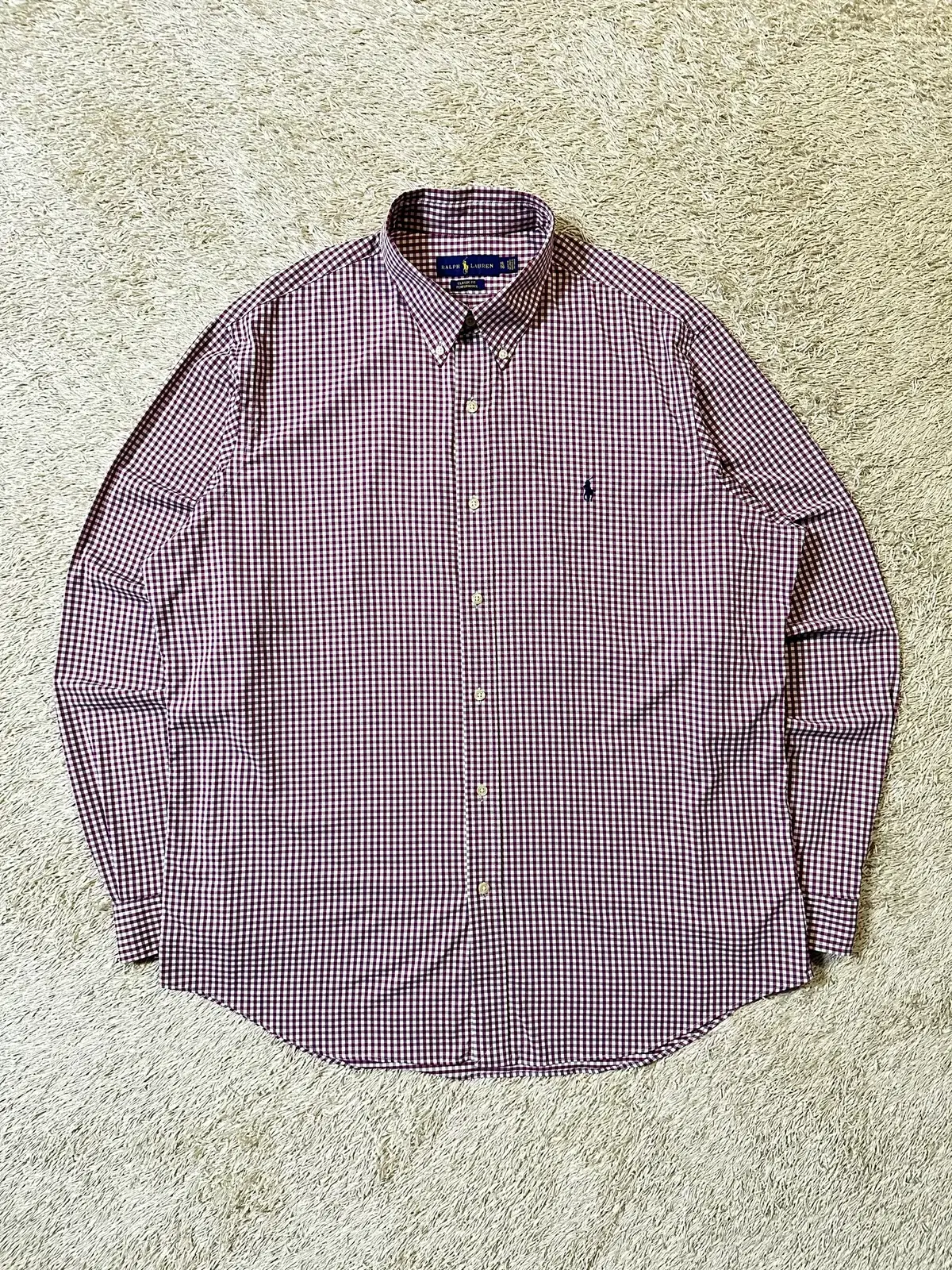 [XL] in stores) Polo Ralph Lauren New Navy Pony Gingham Check Shirt Purple