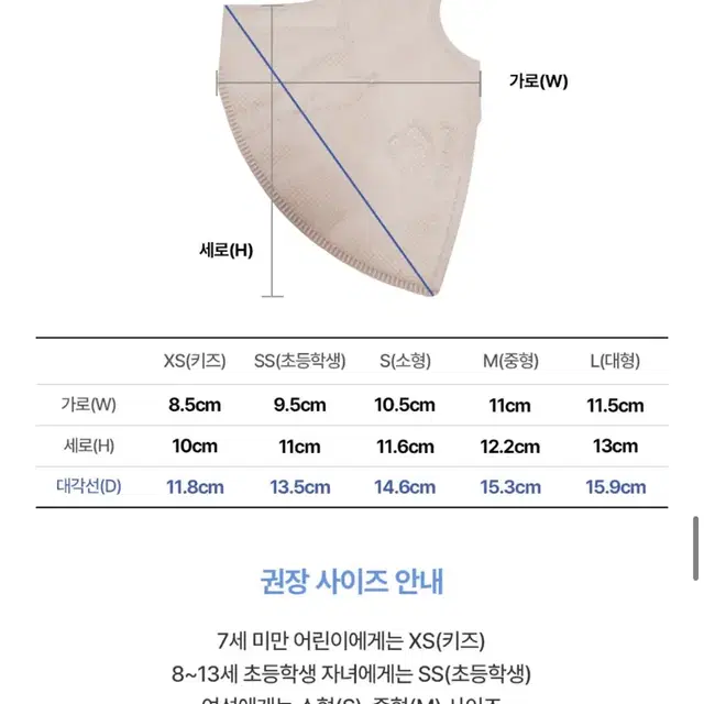 일회용 마스크 소형사이즈 60매