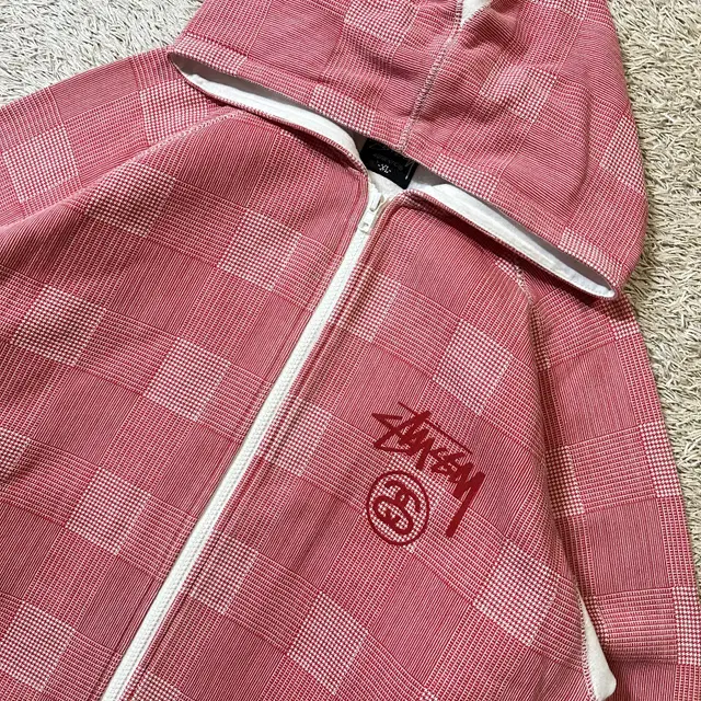 [XL] 희귀) 00s 스투시 STUSSY 어센틱 스탁로고 체크 후드집업