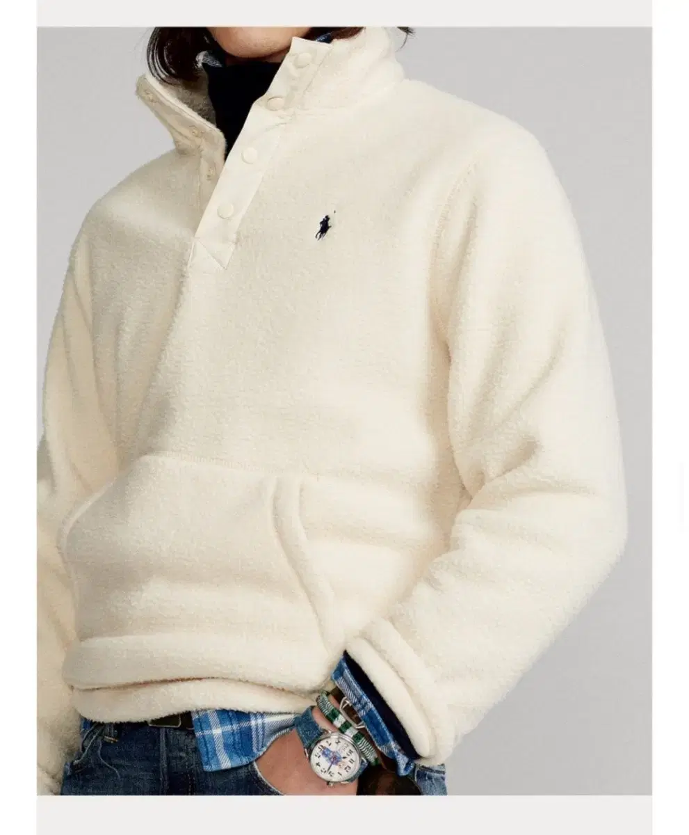 Polo Fleece Mock Neck Pullover M <크림>