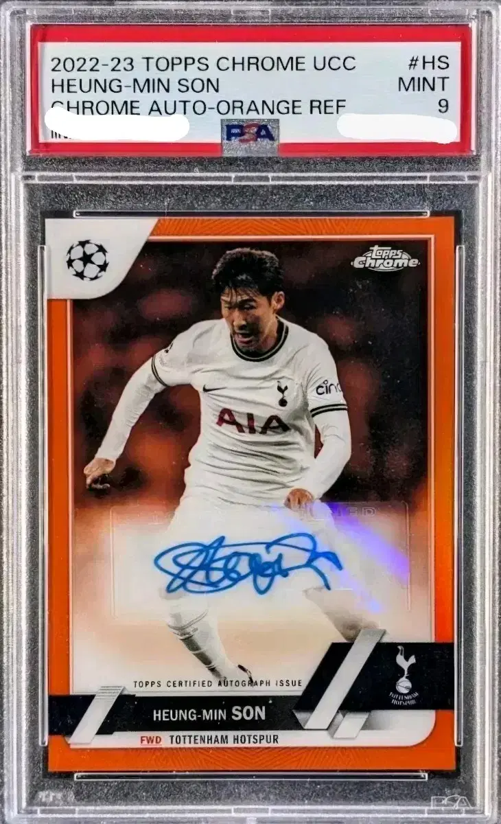 2022 Topps Chrome Son Heung-min Orange Ripple Auto /25 PSA 9