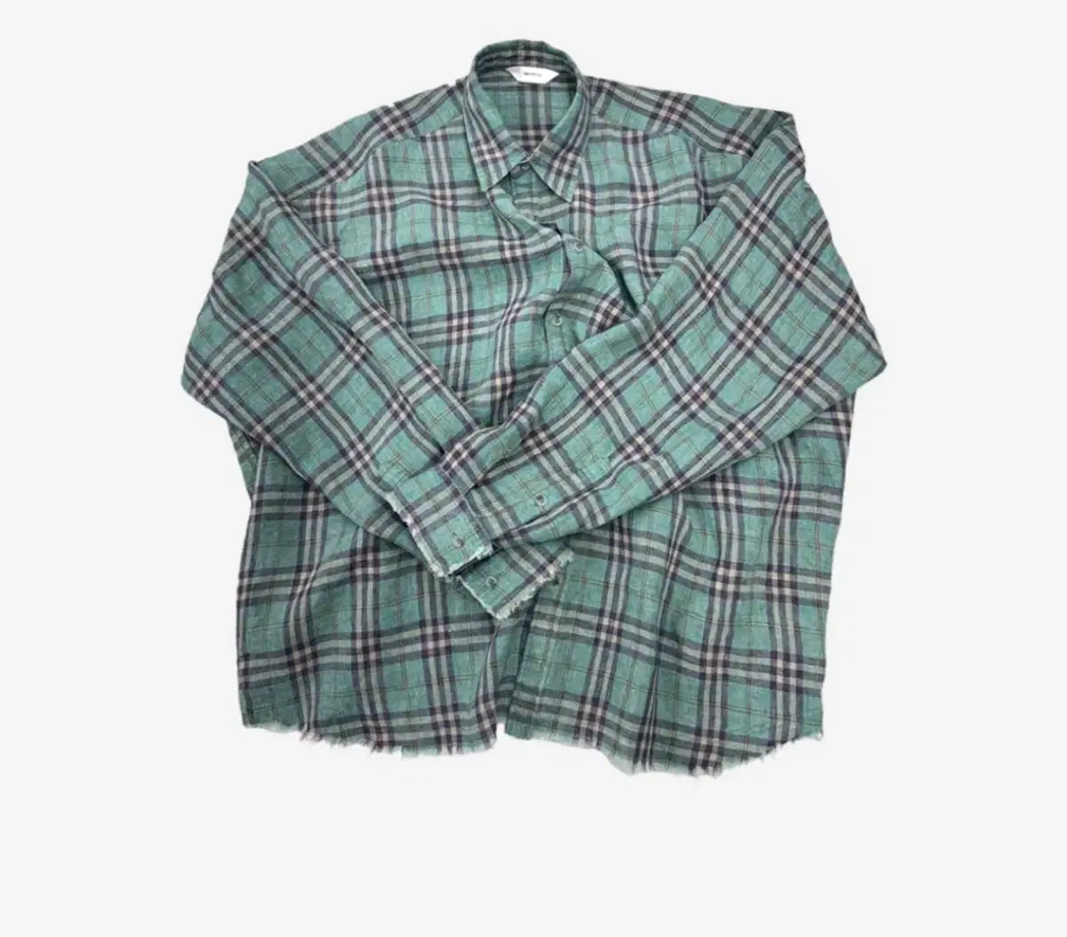 (2) Non-nodal Flexible String Check Shirt Italian Grunge Mint