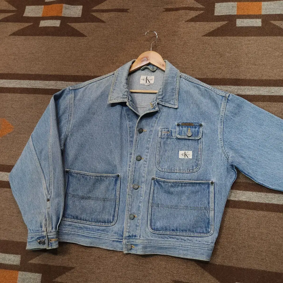 WEEKEND SALE)Ck Calvin Klein 90s Vintage Denim Trucker Jacket L