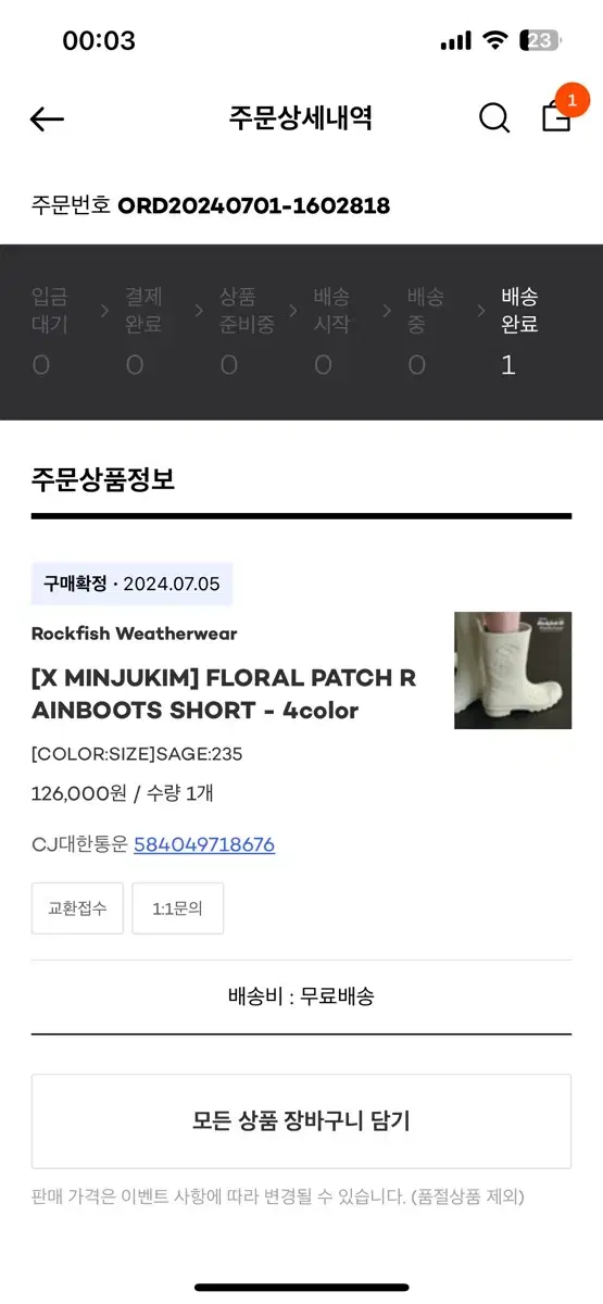 [X MINJUKIM] FLORAL PATCH RAINBOOTS SHOR