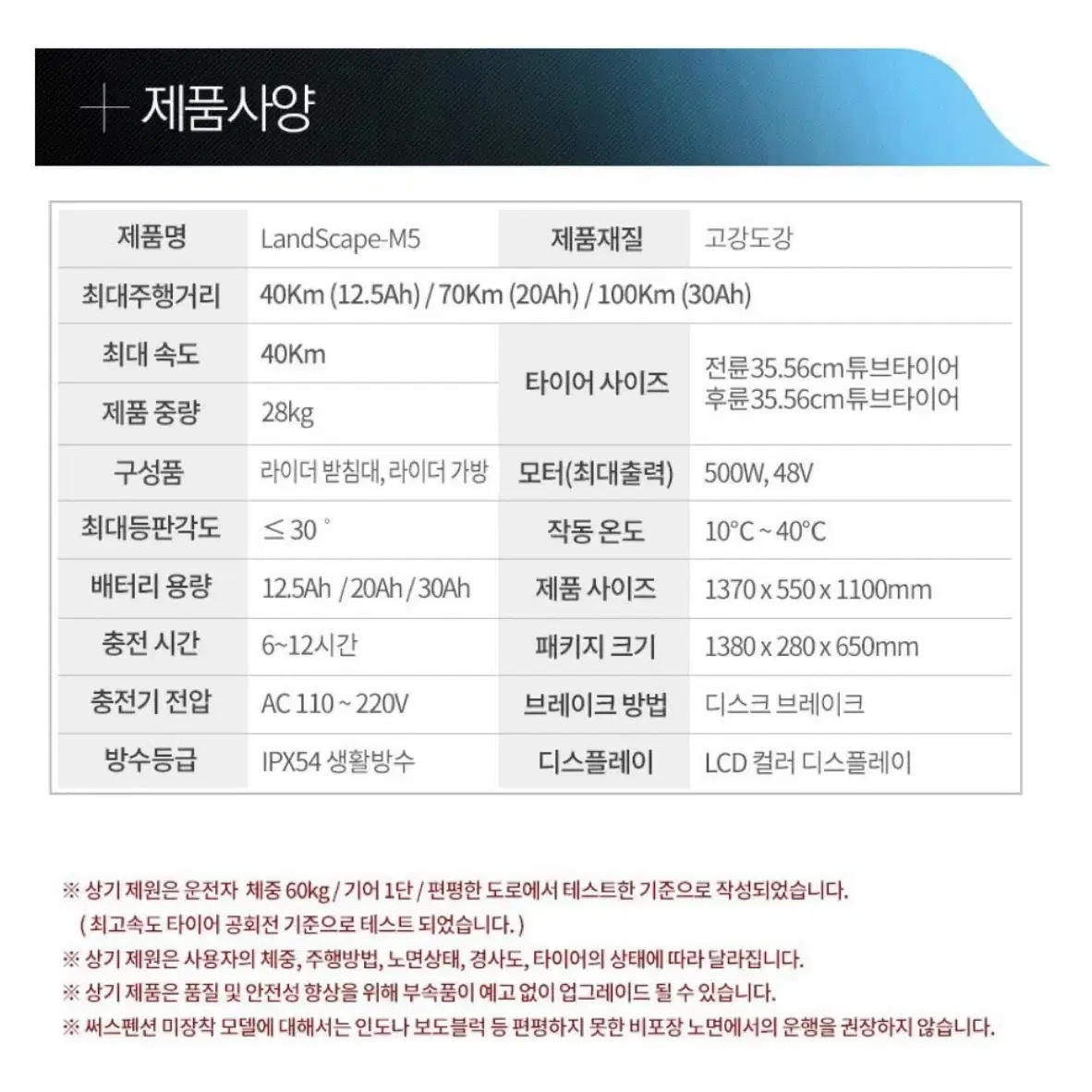 새상품 롤리고고 랜드스케이프 전기스쿠터 M5 48v 12.5, 30Ah