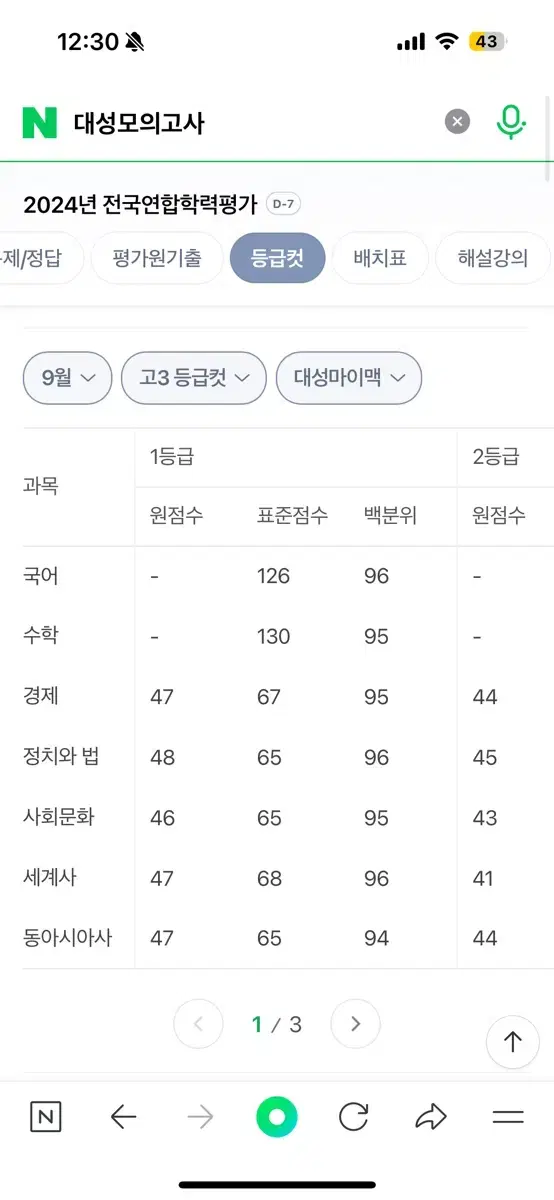 고3 대성모의고사 국 영 수 사탐 한국사 팝니다.