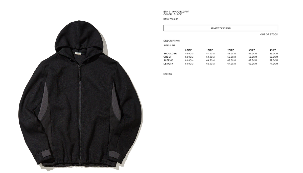 XLIM EP.4 01 HOODIE ZIPUP 3 sizes