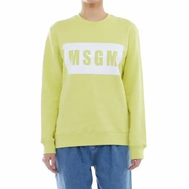 MSGM 여성 스퀘어 로고 박스 스웻 맨투맨 티셔츠