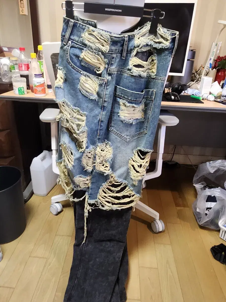 Junji 24SS Collection Distressed Denim Layered Pants 50